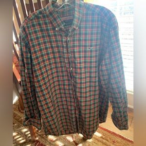 Vineyard Vines Red Plaid Whale Shirt